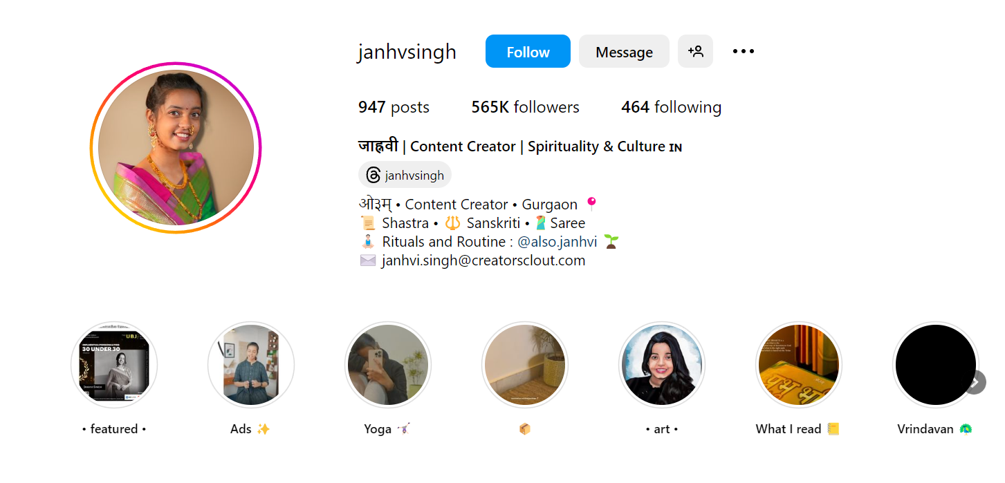 Janhvi Singh Instagram Income