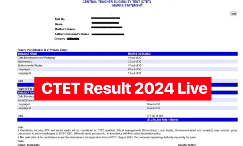 CTET Result 2024 Live Update